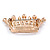 Clear Crystal Faux Pearl Crown Brooch In Gold Tone Metal - 45mm - view 3