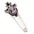 Crystal Purple Cameo Safety Pin Brooch In Silver Tone - 70mm L
