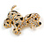 Happy Dalmatian Puppy Dog Brooch In Gold Tone Metal - 55mm - view 3