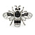 Small White/ Black Enamel Crysal Bee Brooch In Silver Tone - 35mm W - view 2