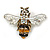 Vintage Inspired Crystal Bee Brooch/ Pendant in Antique Gold Tone - 45mm Across - view 2