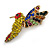 Small Multicoloured Crystal Hummingbird Brooch In Gold Tone - 40mm Tall - view 2
