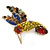 Small Multicoloured Crystal Hummingbird Brooch In Gold Tone - 40mm Tall - view 3