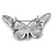 Small Multicoloured Crystal Butterfly Brooch In Silver Tone - 42mm Across - view 5