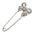 Silver Plated Clear Crystal Safety Pin Brooch With Bow Motif - 75mm L - view 5