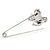 Silver Plated Clear Crystal Safety Pin Brooch With Bow Motif - 75mm L - view 4