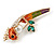 Multicoloured Enamel, Crystal Parrot Bird Brooch In Gold Tone Metal - 70mm Tall - view 2