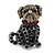 Small Crystal Bulldog Puppy Dog Brooch In Pewter Tone Metal - 30mm Tall