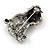 Small Crystal Bulldog Puppy Dog Brooch In Pewter Tone Metal - 30mm Tall - view 2