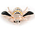 Small Crystal Bee Brooch In Gold Tone Metal - 35mm Across - view 6