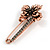 Large Vintage Inspired Dim Grey Crystal Flower Safety Pin Brooch In Copper Tone - 70mm Across - view 4