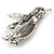 Black/ Clear Crystal Penguin Brooch In Aged Silver Tone Metal - 50mm Tall - view 5