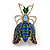 Funky Green/ Blue Enamel Moth Brooch In Gold Tone - 50mm Tall