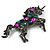 Multicoloured Crystal Unicorn Brooch In Black Tone Metal - 8cm Across - view 2