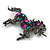 Multicoloured Crystal Unicorn Brooch In Black Tone Metal - 8cm Across - view 4