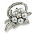 Vintage Inspired Floral Crystal Brooch In Aged Silver Tone (Grey/ Clear) - 50mm Across - view 2