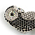 Vintage Inspired Black/ Clear/ Ab Crystal Owl Brooch In Aged Silver Tone - 70mm Long - view 4