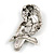 Vintage Inspired Black/ Clear/ Ab Crystal Owl Brooch In Aged Silver Tone - 70mm Long - view 5