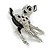 Cute Crystal Baby Fawn/ Young Deer Brooch/ Pendant In Silver Tone Metal - 48mm Tall - view 2