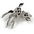 Cute Crystal Baby Fawn/ Young Deer Brooch/ Pendant In Silver Tone Metal - 48mm Tall - view 3
