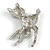 Cute Crystal Baby Fawn/ Young Deer Brooch/ Pendant In Silver Tone Metal - 48mm Tall - view 4
