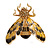 Yellow/ Black Enamel Crystal Moth Brooch In Gold Tone - 35mm Long