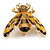 Yellow/ Black Enamel Crystal Moth Brooch In Gold Tone - 35mm Long - view 4