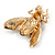 Yellow/ Black Enamel Crystal Moth Brooch In Gold Tone - 35mm Long - view 7