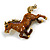 Statement Topaz Coloured Crystal Horse Brooch In Aged Gold Tone Metal - 75mm Across - view 3