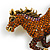 Statement Topaz Coloured Crystal Horse Brooch In Aged Gold Tone Metal - 75mm Across - view 4