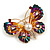 Multicoloured Enamel Crystal with Faux Pearl Butterfly Brooch In Gold Tone - 53mm Across - view 5