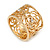 Fancy Women's Scarf Ring Clip Slide in Gold Tone Metal with Rose Flower Motif - 17mm Tall - view 6