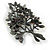 Vintage Inspired Multi Semiprecious Stone Faux Pearl Floral Brooch/ Pendant In Pewter Tone Metal - 75mm Across - view 6