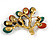Vintage Inspired Semiprecious Agate Stone, Faux Pearl Tree Brooch In Aged Gold Tone - 65mm Across - view 3