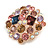 Statement Multicoloured Square Cluster Brooch In Rose Gold Tone - 40mm Across - view 3