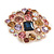 Statement Multicoloured Square Cluster Brooch In Rose Gold Tone - 40mm Across - view 4