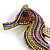 Oversized Multicoloured Crystal Seahorse Brooch/ Pendant in Aged Gold Tone Metal - 90mm Tall - view 4