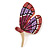 Fuchsia/ Pink/ Lavender Crystal Butterfly Brooch In Gold Tone - 55mm Tall