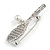 Clear Crystal Tennis Racket with Pearl Bead Ball Brooch In Silver Tone Metal - 55mm Across - view 5