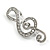 Clear Crystal Treble Clef Brooch In Silver Tone Metal - 45mm Long - view 4