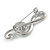 Clear Crystal Treble Clef Brooch In Silver Tone Metal - 45mm Long - view 6