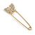 Clear Crystal Butterfly Safety Pin In Gold Tone - 80mm L - view 7