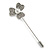Silver Tone Clear Crystal 3 Petal Flower Lapel, Hat, Suit, Tuxedo, Collar, Scarf, Coat Stick Brooch Pin - 70mm L - view 4