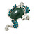 Small Green Crystal Frog Brooch In Silver Tone - 35mm Tall - view 5
