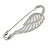 Medium Polished Silver Tone Wing Safety Pin Brooch In Silver Plating - 60mm L - view 2