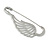 Medium Polished Silver Tone Wing Safety Pin Brooch In Silver Plating - 60mm L