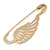 Medium Polished Gold Tone Wing Safety Pin Brooch In Gold Plating - 60mm Length