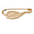 Medium Polished Gold Tone Wing Safety Pin Brooch In Gold Plating - 60mm Length - view 3