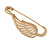Medium Polished Gold Tone Wing Safety Pin Brooch In Gold Plating - 60mm Length - view 5