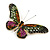 Statement Multicoloured Crystal Butterfly Brooch In Gold Tone - 85mm Across - view 3